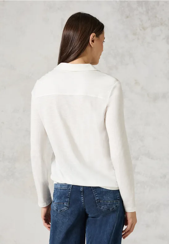 Damen Langarmshirt mit Polokragen