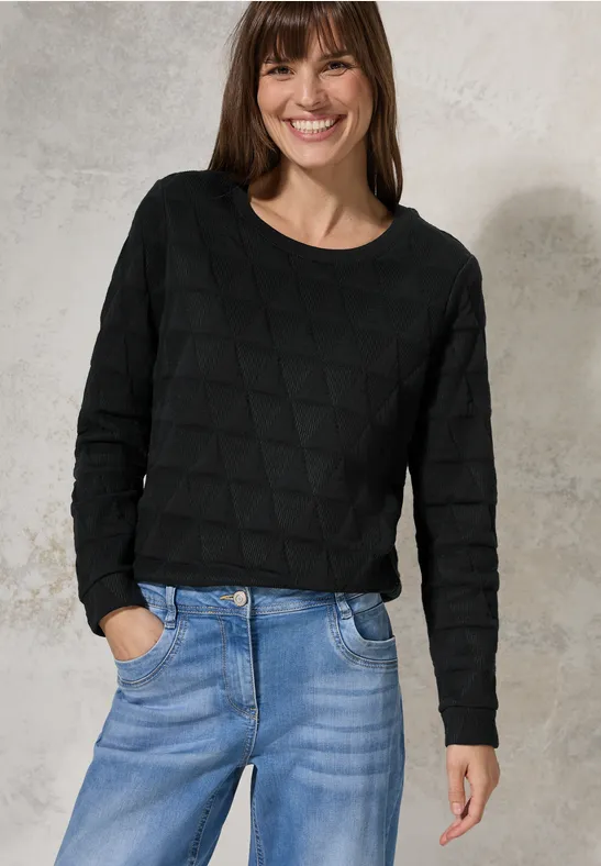 Langarmshirt mit strukturgeometrischem Muster