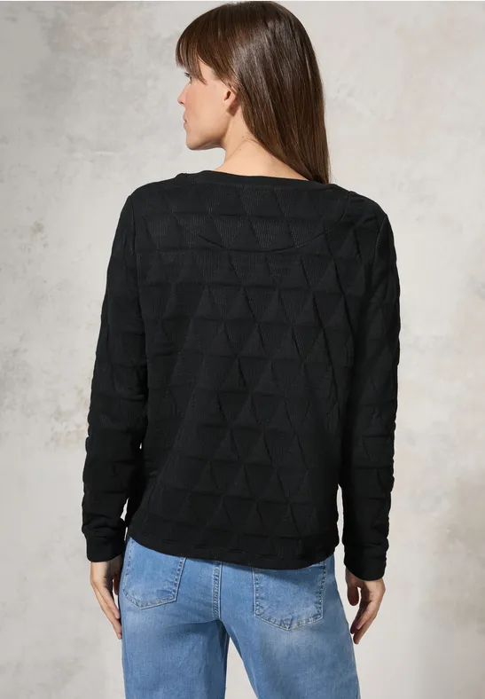 Langarmshirt mit strukturgeometrischem Muster