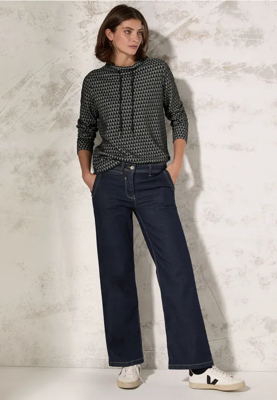 Kapuzenpullover aus Jersey-Strick mit geometrischem Muster
