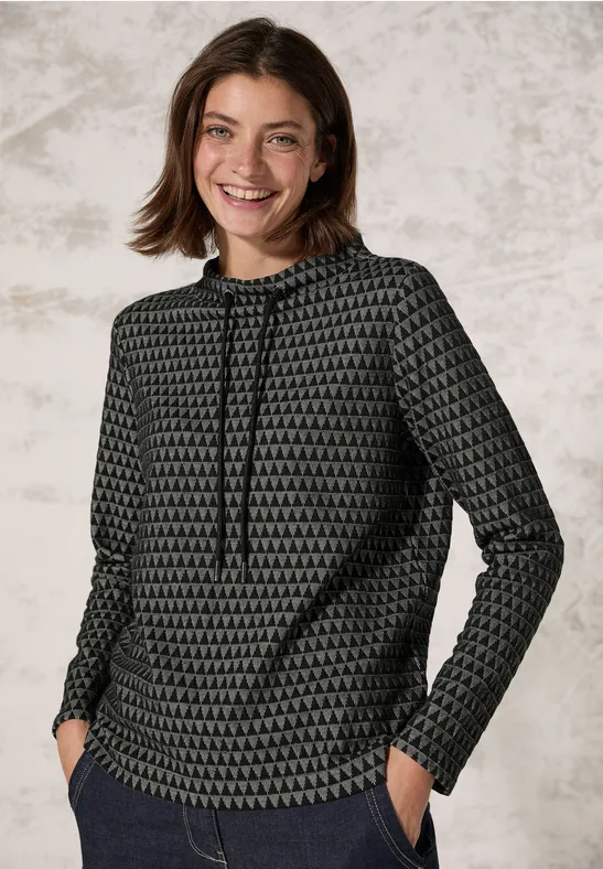 Kapuzenpullover aus Jersey-Strick mit geometrischem Muster