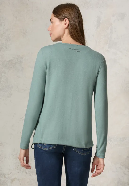 Langarmshirt mit V-Ausschnitt und Tunnelzug