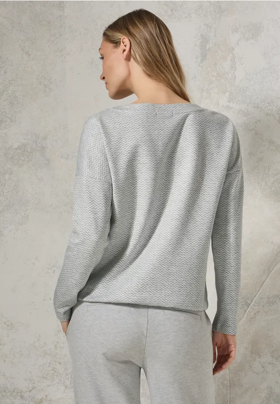 Graues Jaquard Langarmshirt