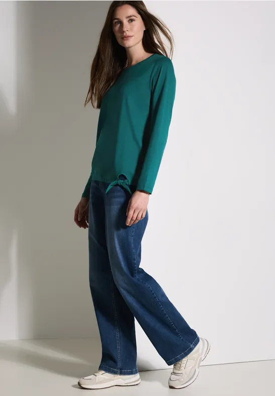 Lässiges Langarmshirt mit Knotensaum