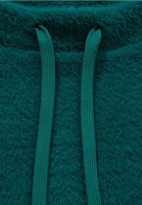 Lässiger Bouclé Strickpullover mit Kordelzug