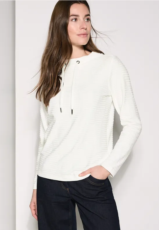 Strukturiertes Langarm-Pullover-Top