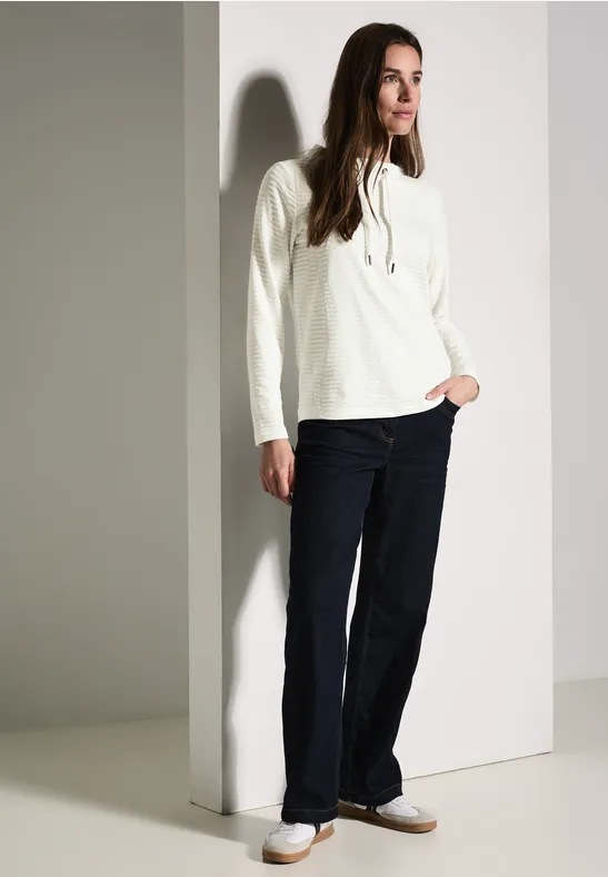 Strukturiertes Langarm-Pullover-Top