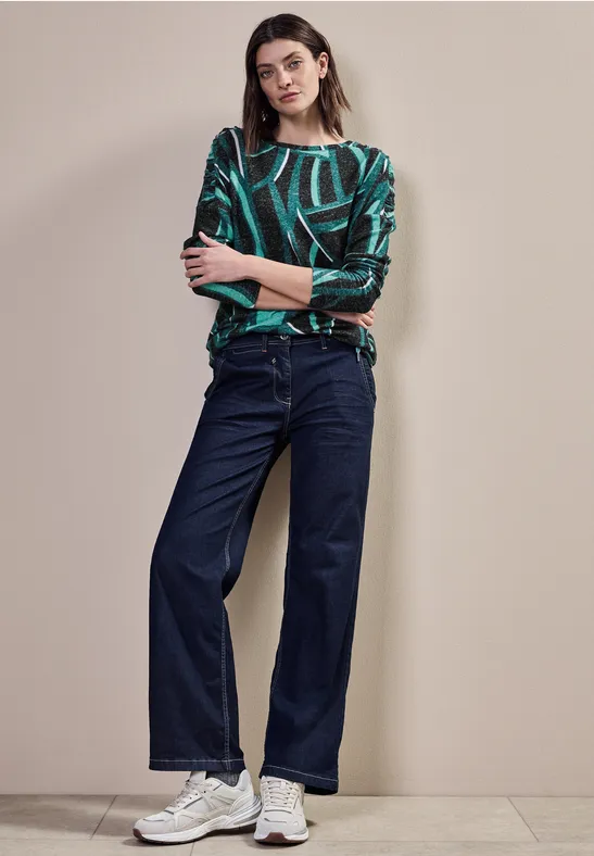Bedrucktes Langarmshirt mit Kordelzug