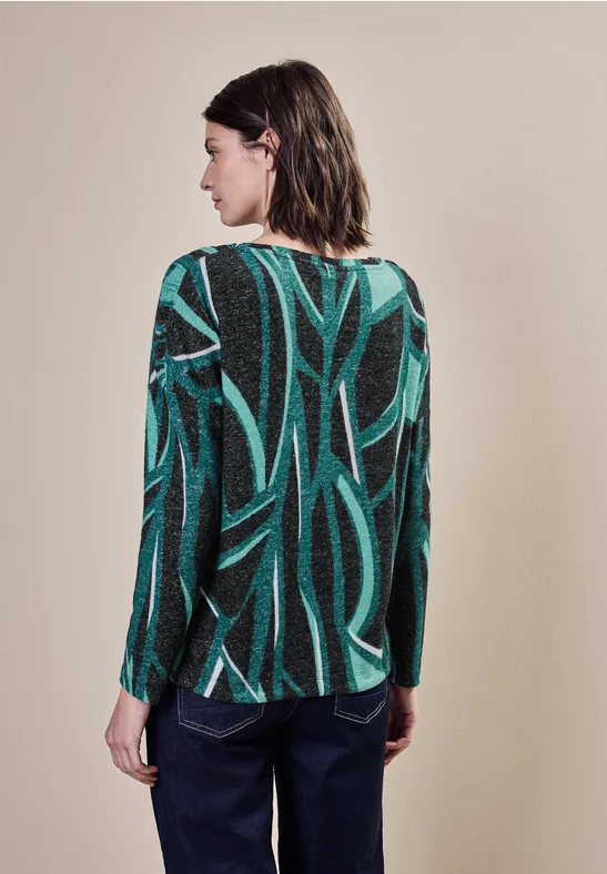 Bedrucktes Langarmshirt mit Kordelzug