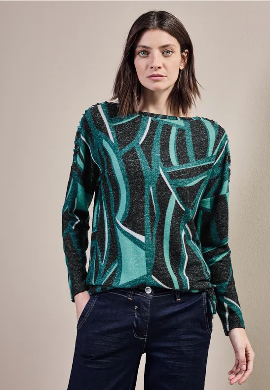 Bedrucktes Langarmshirt mit Kordelzug