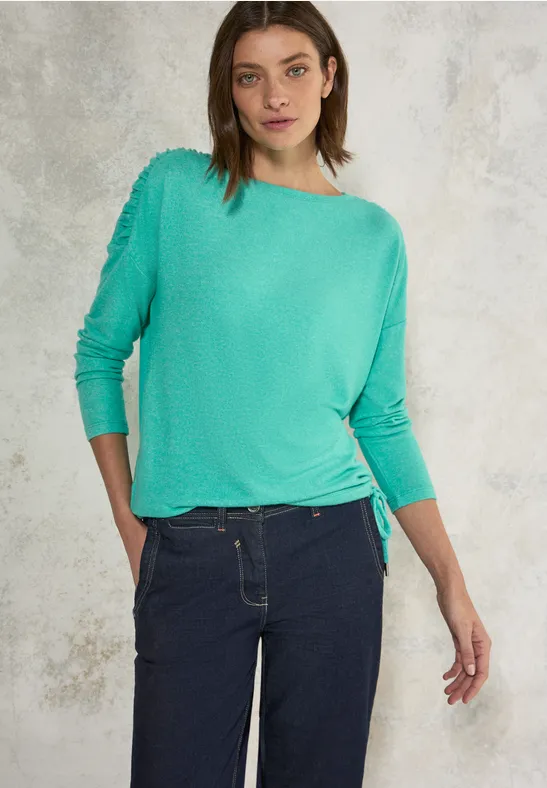 Langarmshirt mit geraffter Schulter