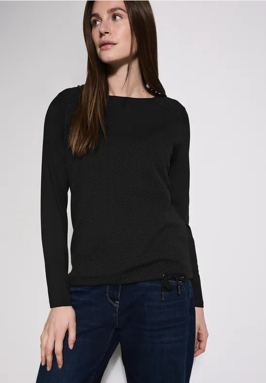 Langarmshirt mit strukturierter Strickoptik