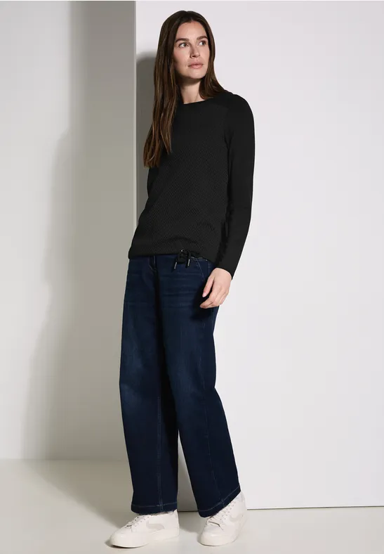 Langarmshirt mit strukturierter Strickoptik