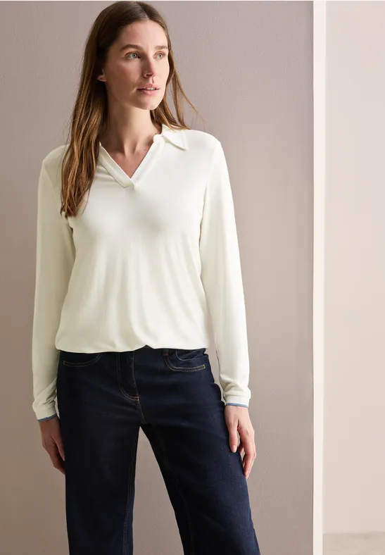 Damen Langarm Poloshirt