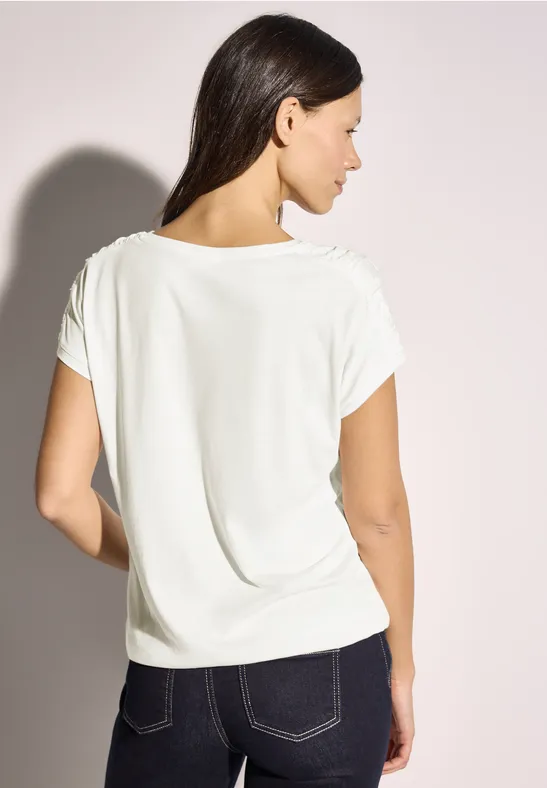 Damen Basic T-Shirt mit Raffärmeln