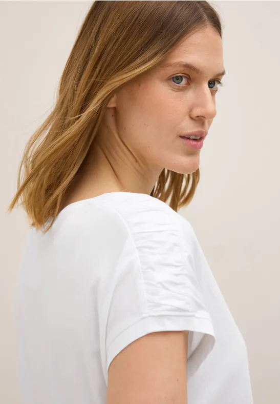 Damen Basic T-Shirt mit Raffärmeln