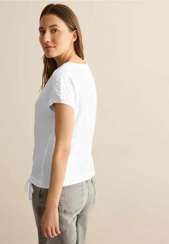 Damen Basic T-Shirt mit Raffärmeln