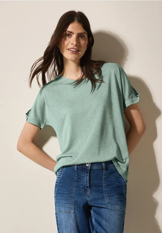 Lässiges Glitzer-Shirt im Leinen-Look