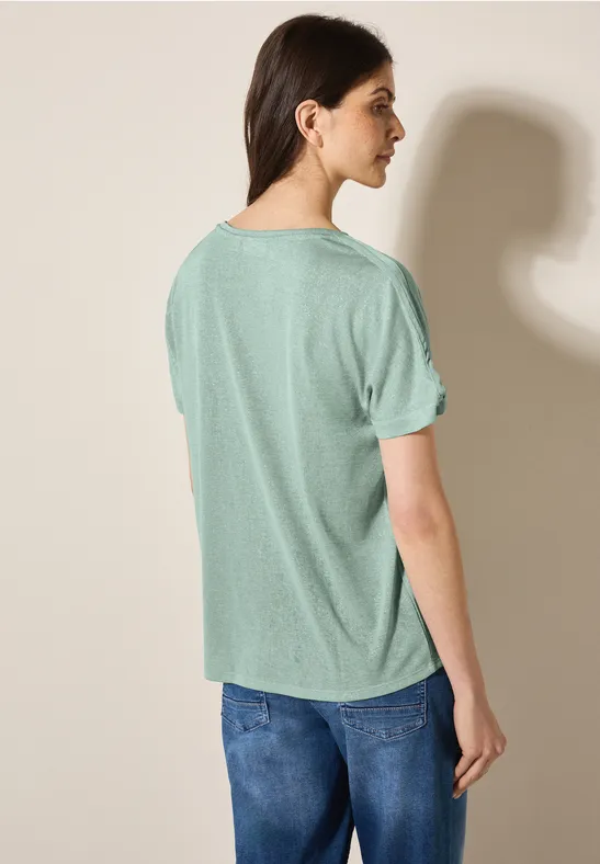 Lässiges Glitzer-Shirt im Leinen-Look