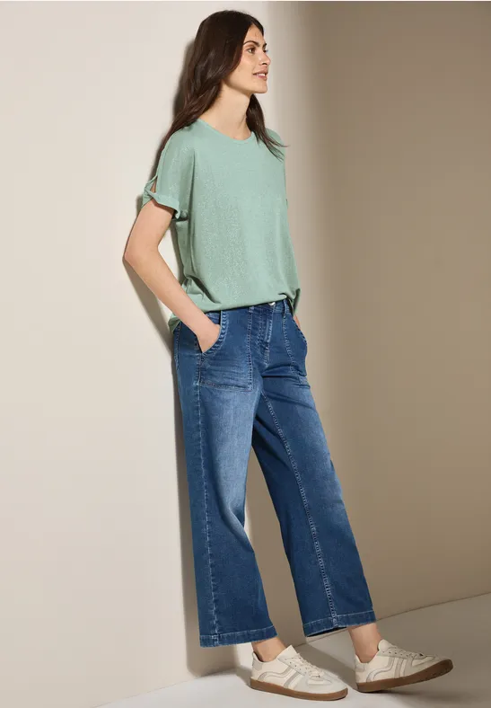 Lässiges Glitzer-Shirt im Leinen-Look