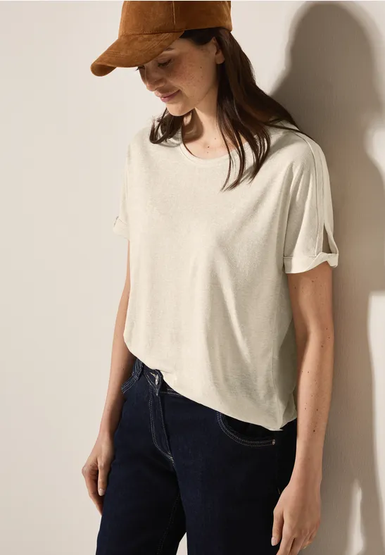 Glitzer-Shirt im Leinen-Look
