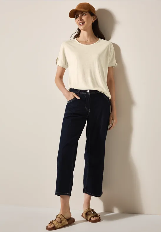 Glitzer-Shirt im Leinen-Look