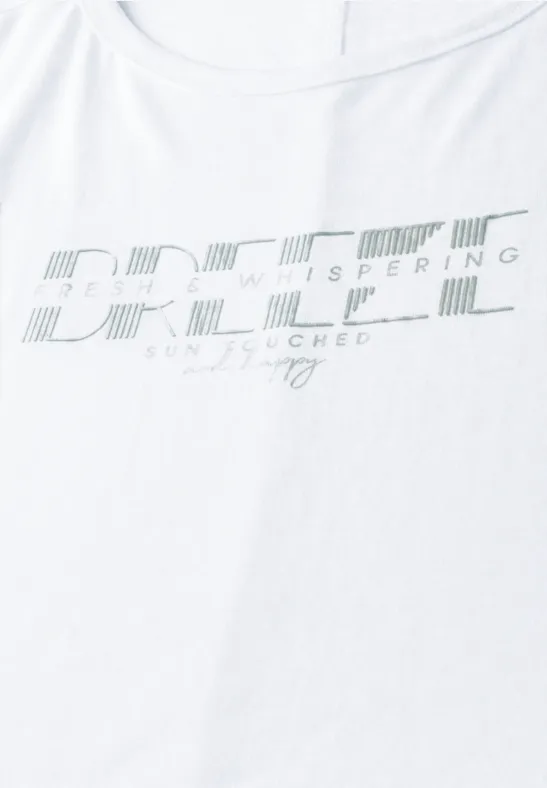Locker geschnittenes Leinenmisch-T-Shirt mit Grafikprint