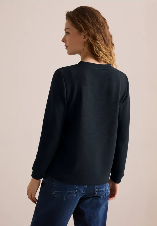 Damen Shirt mit V-Ausschnitt und Struktur
