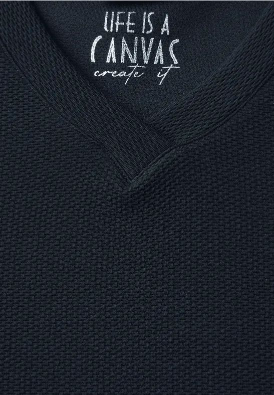 Damen Shirt mit V-Ausschnitt und Struktur