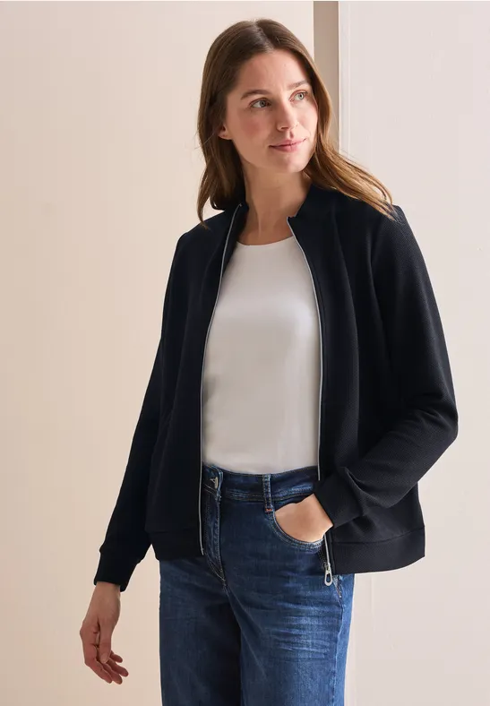 Damen Bomberjacke mit Strukturstrick
