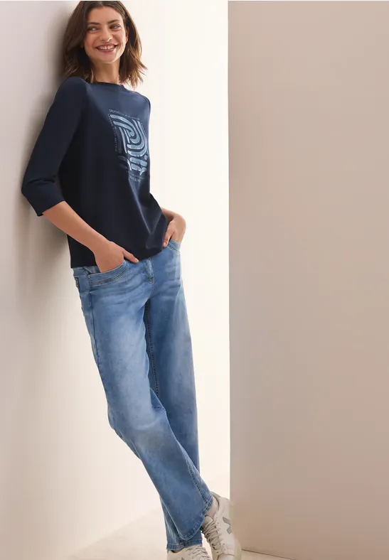 Shirt aus Baumwollmischung mit Grafikprint