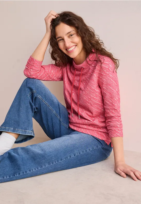 Langarmshirt mit diagonaler Struktur
