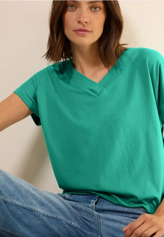 Lässiges Damen V-Ausschnitt T-Shirt