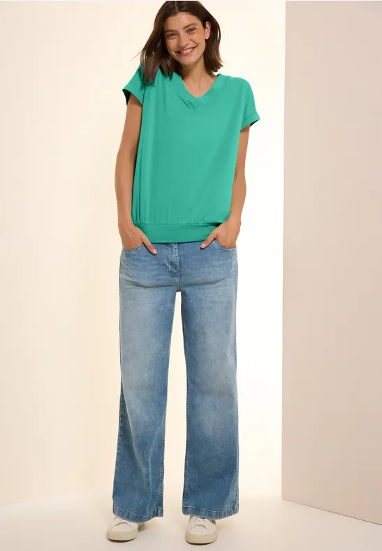 Lässiges Damen V-Ausschnitt T-Shirt