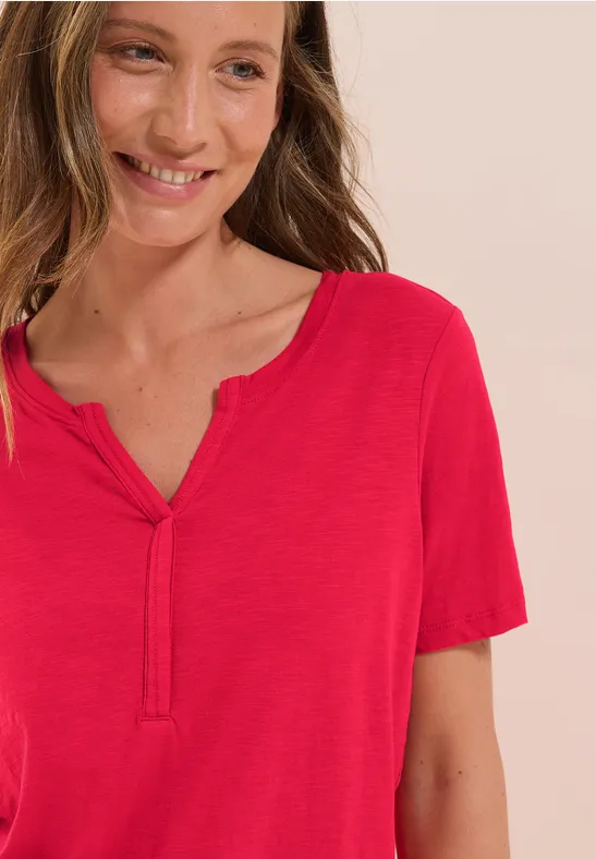 Rotes T-Shirt im Tunika-Stil aus Baumwolle