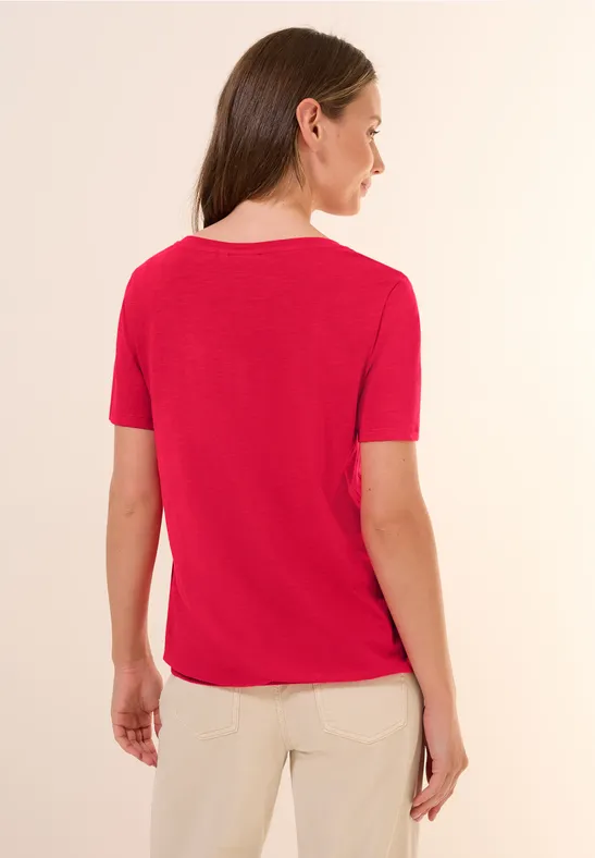 Rotes T-Shirt im Tunika-Stil aus Baumwolle