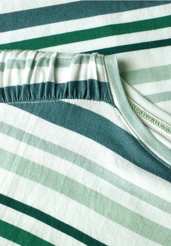 Gestreiftes T-Shirt mit gerafften Schultern