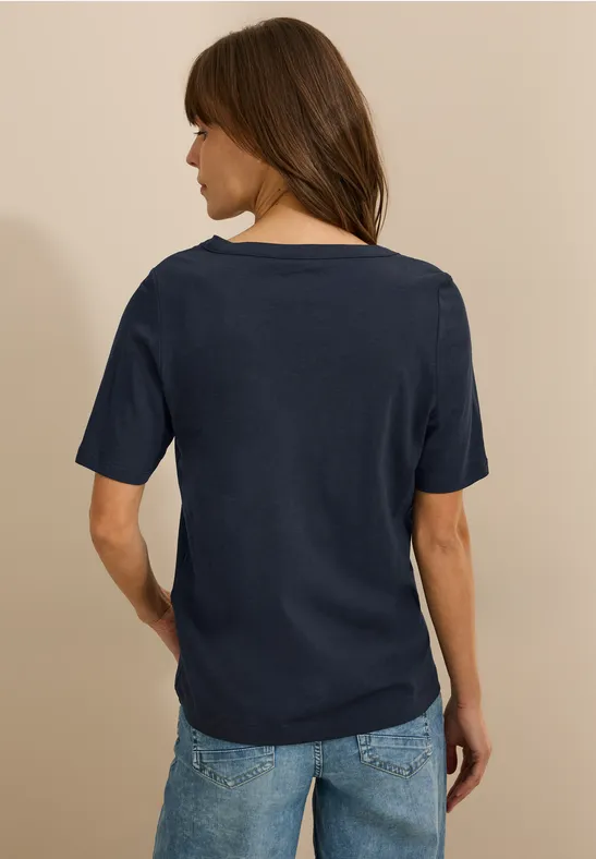Damen T-Shirt im Tunika-Stil mit V-Ausschnitt