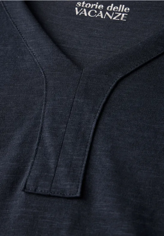 Damen T-Shirt im Tunika-Stil mit V-Ausschnitt