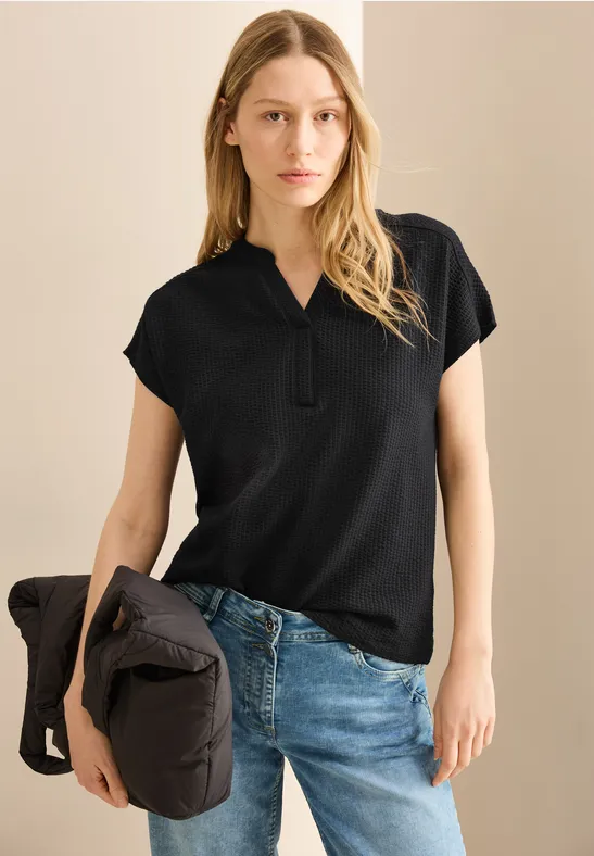 Schwarzes Tunika-Shirt mit Struktur