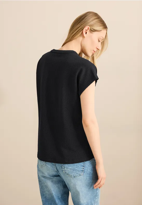 Schwarzes Tunika-Shirt mit Struktur