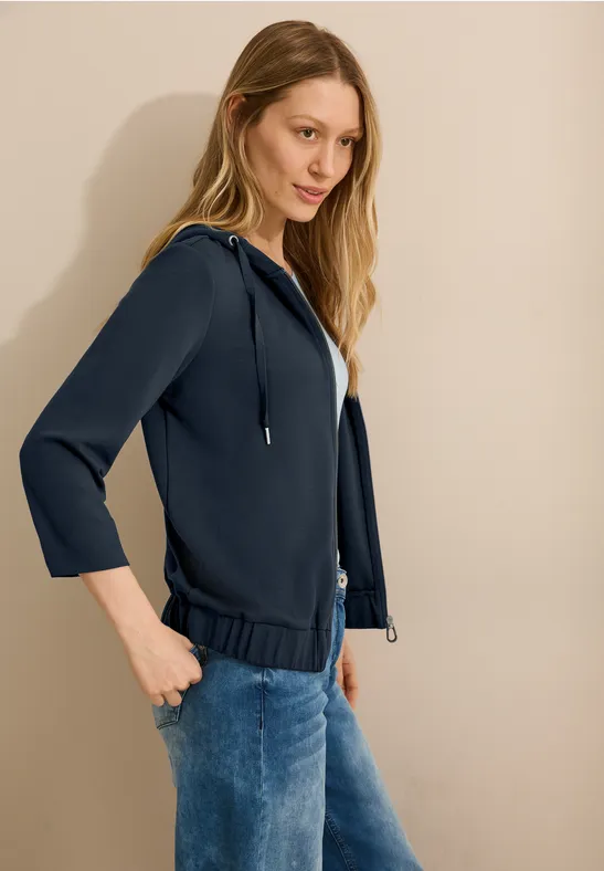Damen Kapuzenjacke mit Reißverschluss und 3/4 Ärmeln