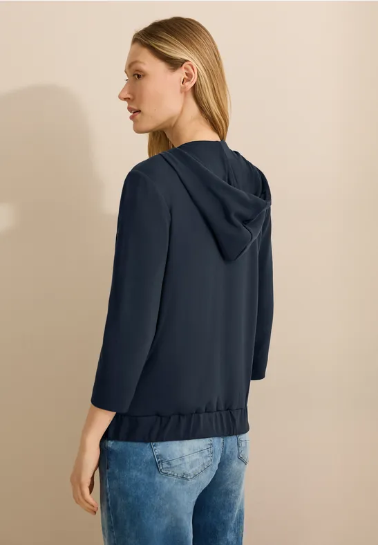 Damen Kapuzenjacke mit Reißverschluss und 3/4 Ärmeln
