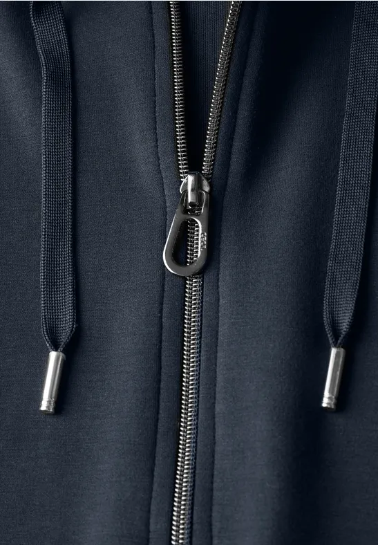Damen Kapuzenjacke mit Reißverschluss und 3/4 Ärmeln