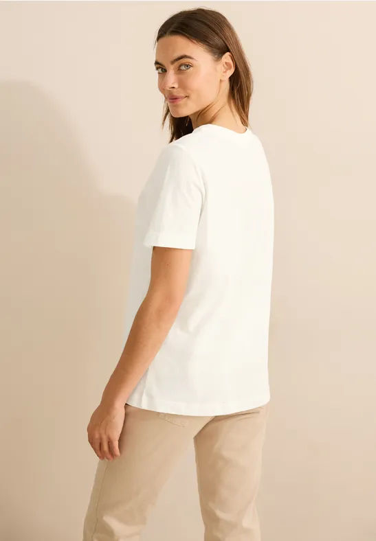 Klassisches weißes Baumwoll-T-Shirt mit Schriftzug