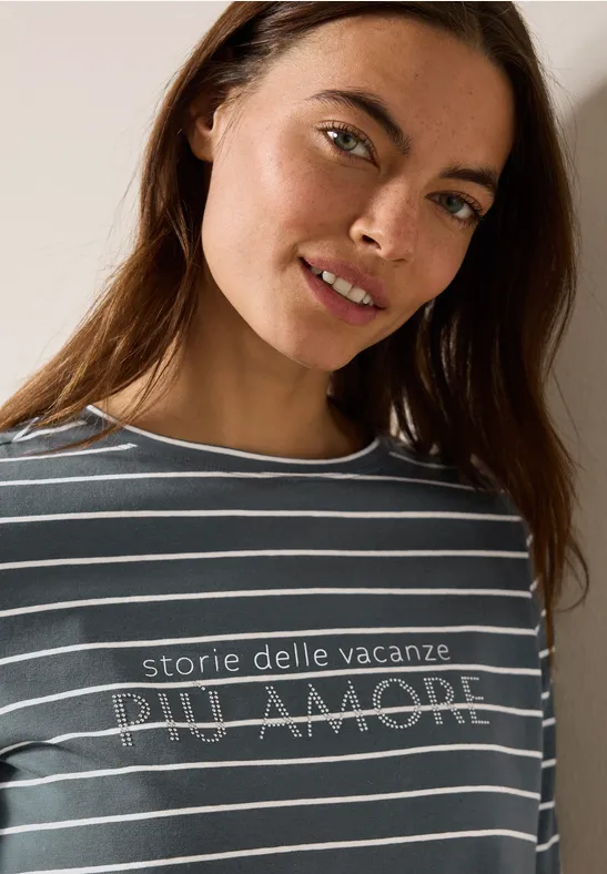 Gestreiftes Langarmshirt aus Baumwollmischung
