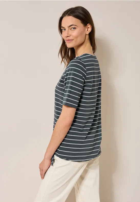 Gestreiftes Langarmshirt aus Baumwollmischung