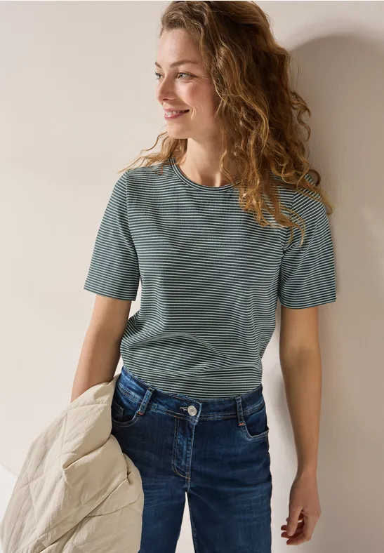 Gestreiftes T-Shirt aus Baumwollmischung