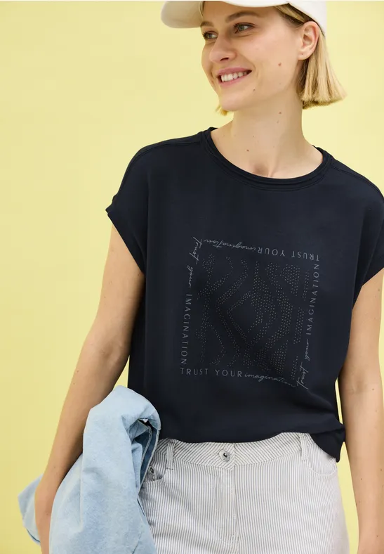 Damen Casual-T-Shirt mit Glitzerdruck