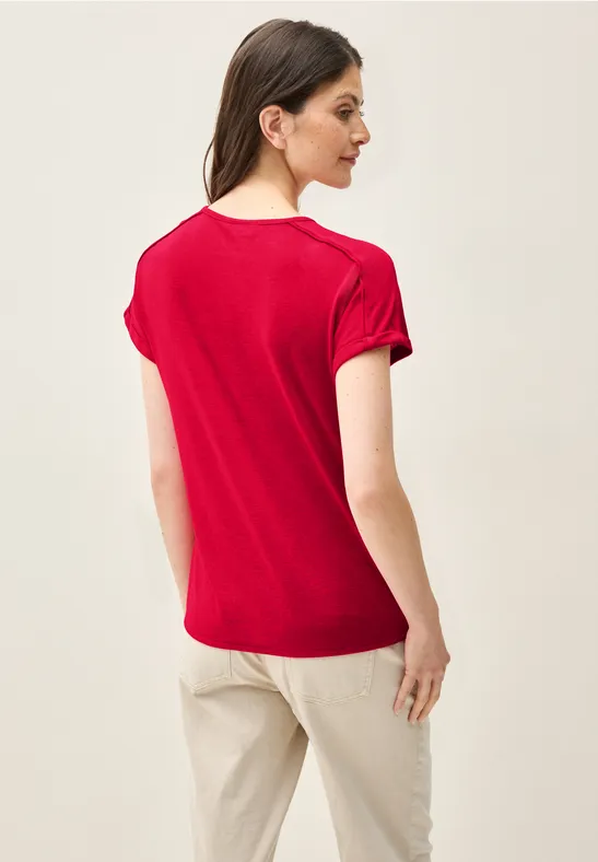 Lässiges V-Ausschnitt T-Shirt mit Nahtdetail